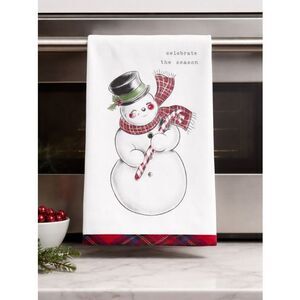NWT Mudpie Celebrate The Season Snowman Printed Kitchen Towel